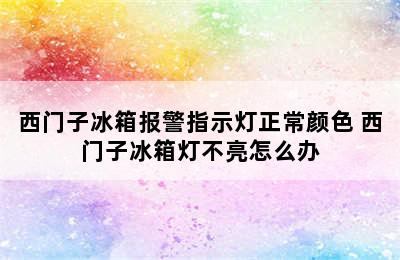 西门子冰箱报警指示灯正常颜色 西门子冰箱灯不亮怎么办